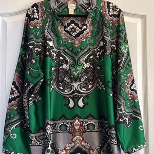 Chico's Vibrant Green and Black Blouse